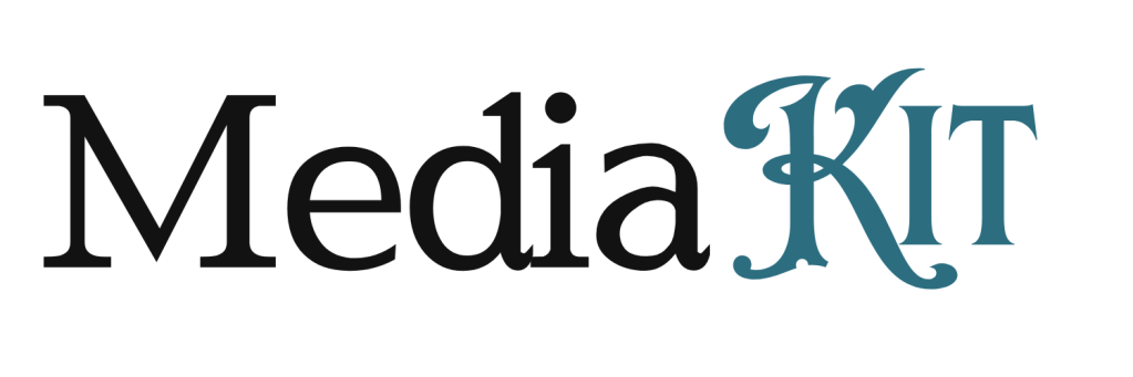 meida kit with kit in a lfourishing, teal font